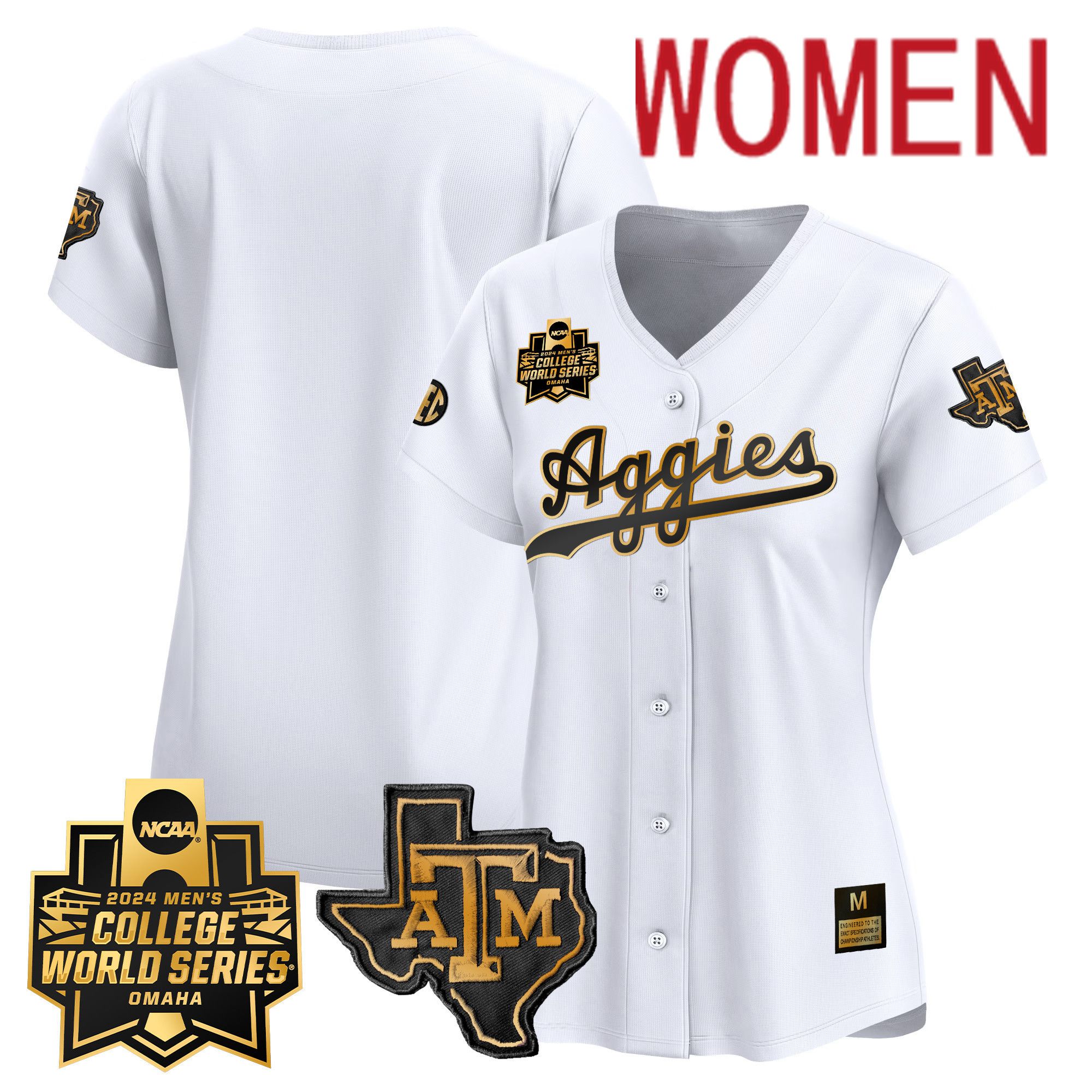 Women Texas A&M Aggies Blank White 2024 College World Series Vapor Premier Limited NCAA Jersey style 1->women nfl jersey->Women Jersey